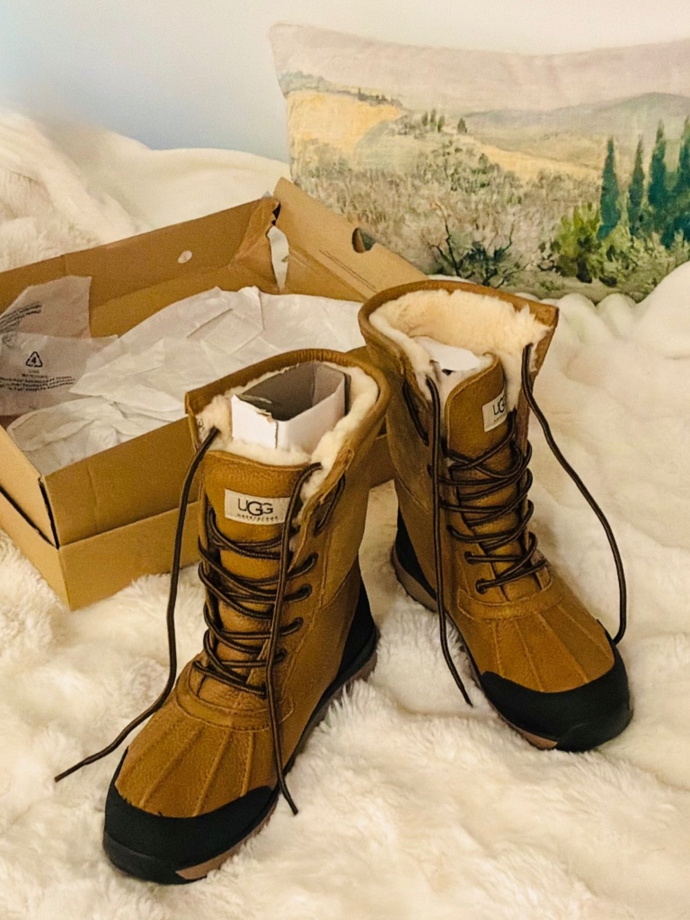 NIB UGG Adirondack lll Waterproof Winter Boot Chestnut Black Size 8